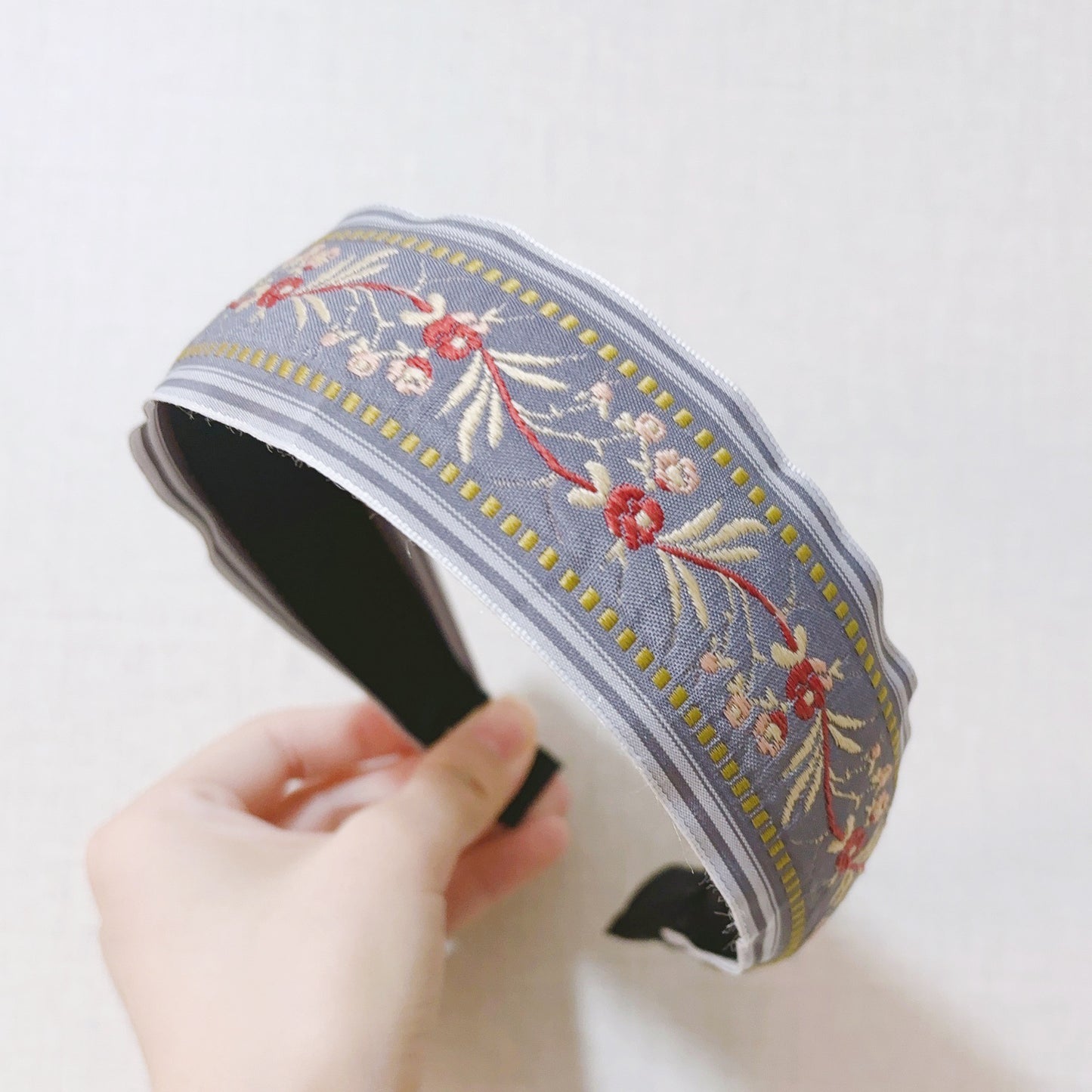 Ethnic Style Embroidery Headband, Retro Hair Accessories, Knotted in The Middle, Wide Edge Headband