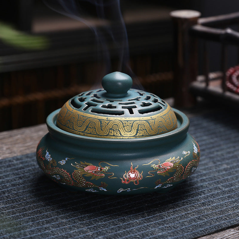 Antique Cloisonne Incense Burner Handicraft Ornament Creative Home Indoor Incense Enamel Color Burner