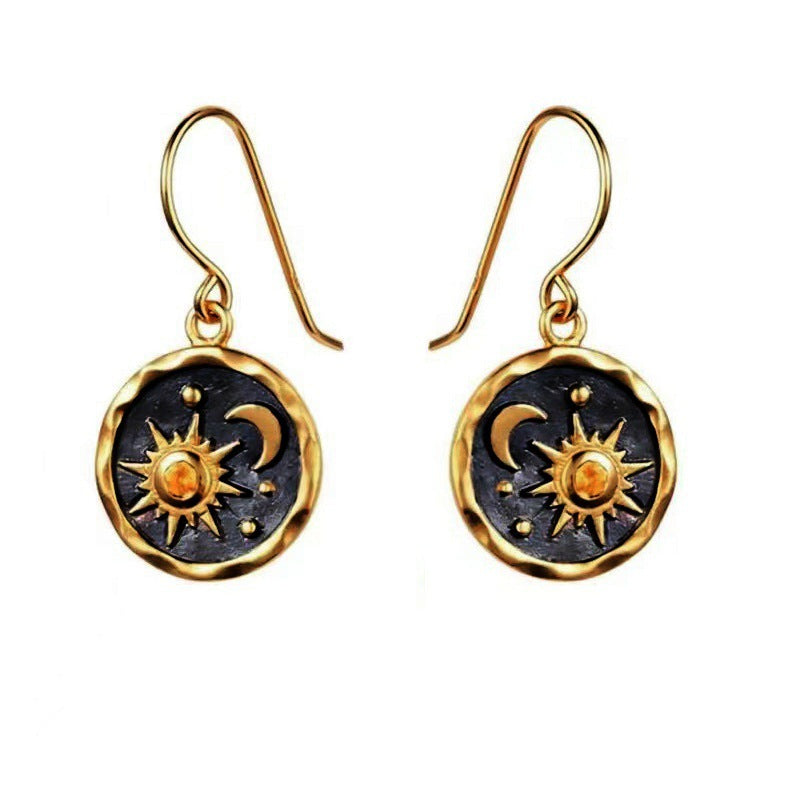 Bohemian Vintage Sun Moon Fashion Earrings Earrings Necklace Set