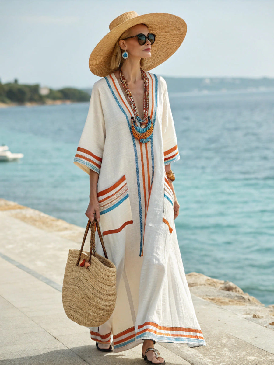 Summer Elegant Large Size Printing Long Pendulum Dress