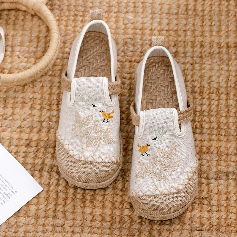 Ethnic Style Embroidered Cloth Shoes, New Hand-embroidered Linen Shoes, Soft-soled Breathable Woven Women's Shoes - emogogo