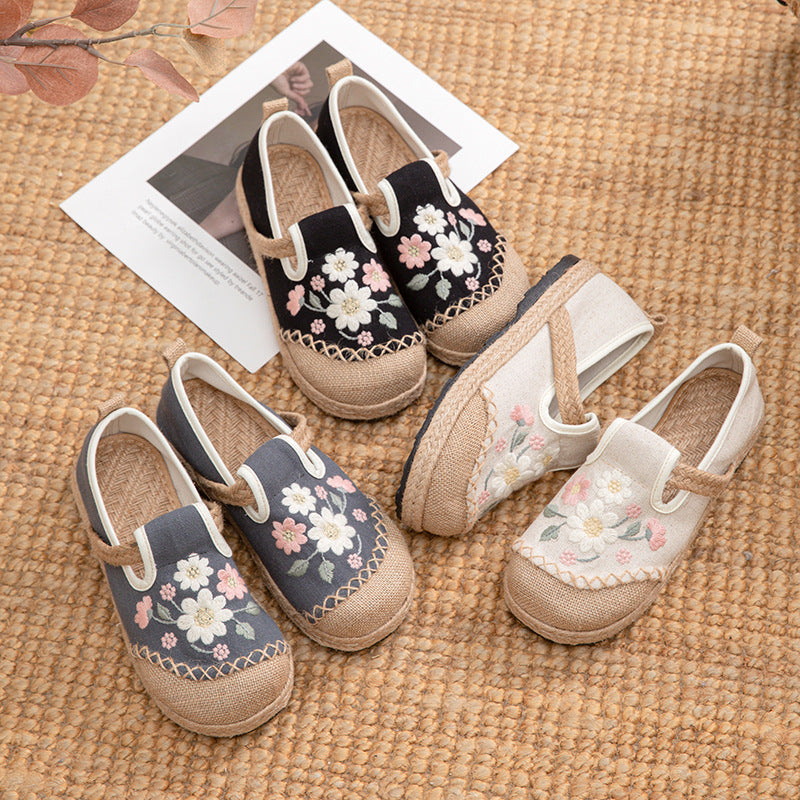 Elegant Embroidered Linen Shoes 2026 Spring New Cotton and Linen Shoes, Breathable and Comfortable Ethnic Style Women's Shoes