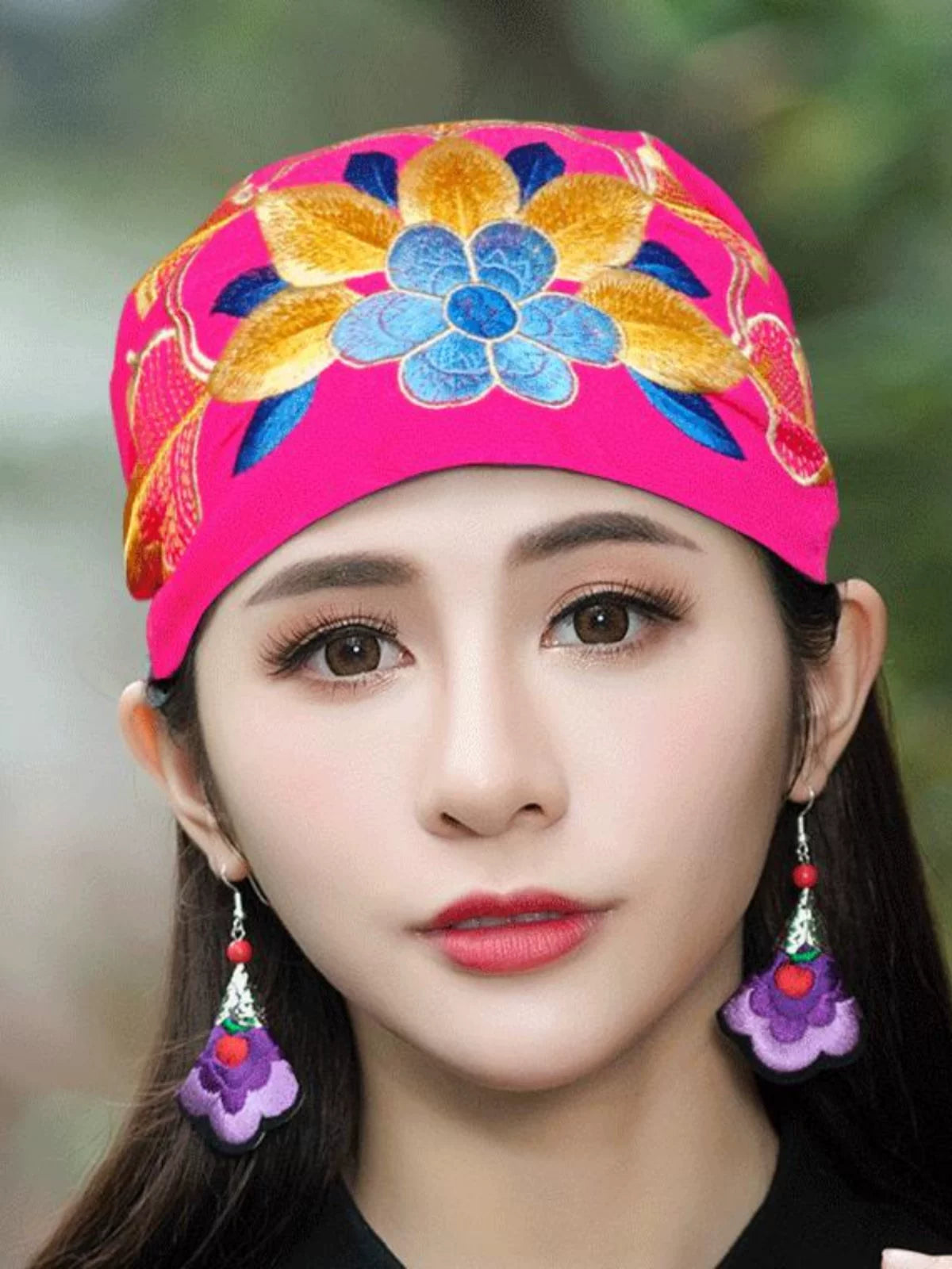 Ethnic Style Embroidered Headscarf Hat Single-layer Small Hat Thin Headgear Hat