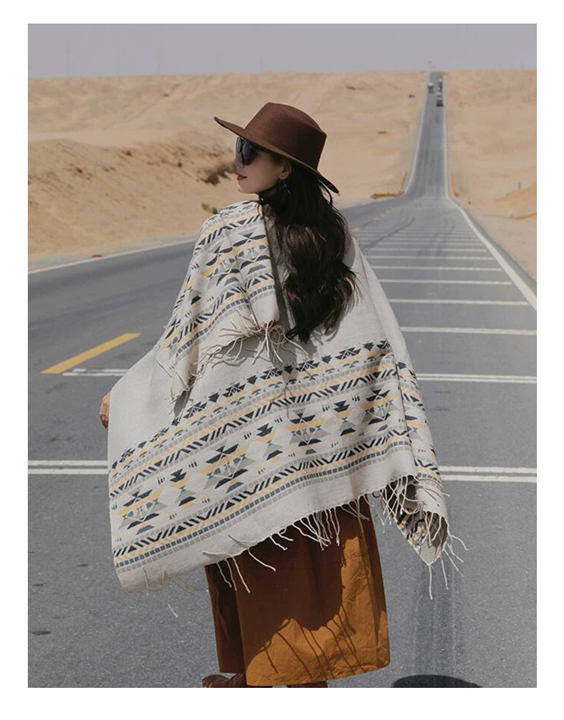 Ethnic Style Wearing Shawl Outside Women's 2026 New Cape Scarf