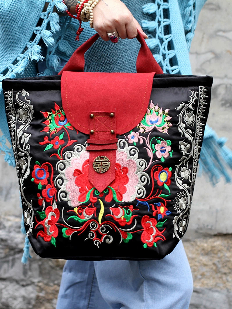 Ethnic Style Embroidery Tibetan Style Retro Canvas Handbag Shoulder Messenger Bag