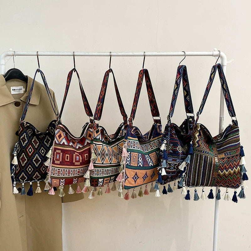 Tibetan Ethnic Style Bag Large Capacity Bohemian Shoulder Messenger Bag