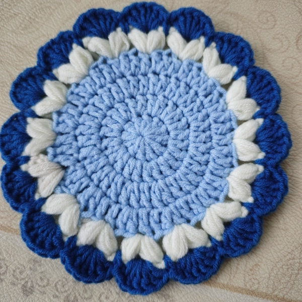 Hand-crocheted Blue Lace Coaster Wool Thermal Insulation Placemat