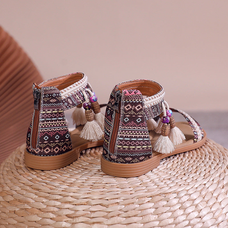 Bohemian Summer New Ethnic Fairy Open Toe Beaded Roman Sandals