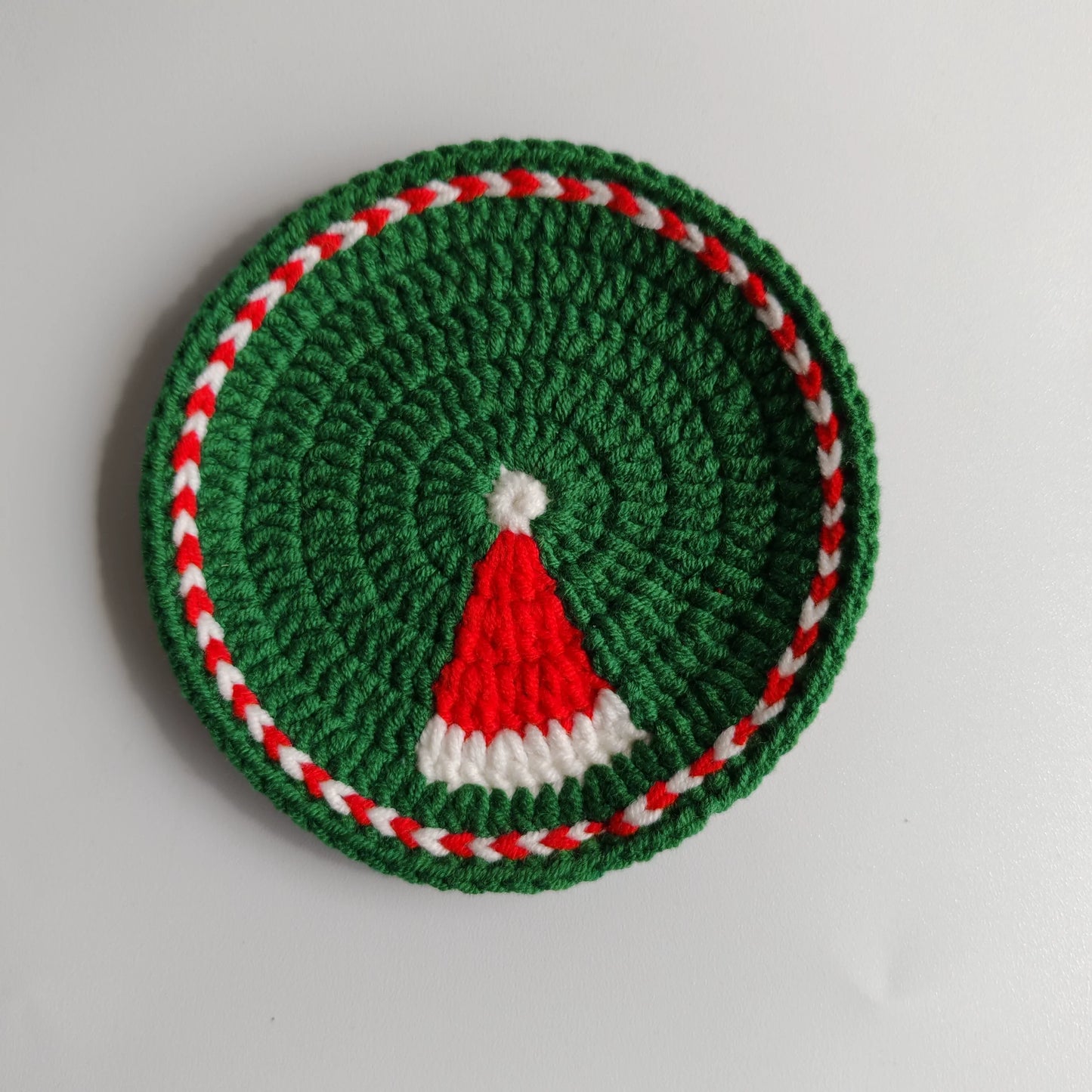 Hand-crocheted Christmas Coaster Wool Love Apple Coaster Christmas Gift