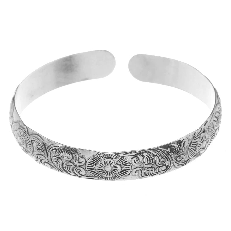 Handmade Miao Silver Old Bracelet Female Ethnic Style Retro Court Chinese Sculpture Ancient Silver Bracelet Personality Exotic Bracelet