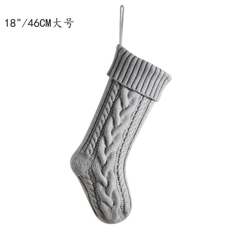 Knitted Christmas gift bag Decorative stockings Christmas stockings Hanging piece Color matching enlarged stagger Fried Dough Twists large capacity gift bag