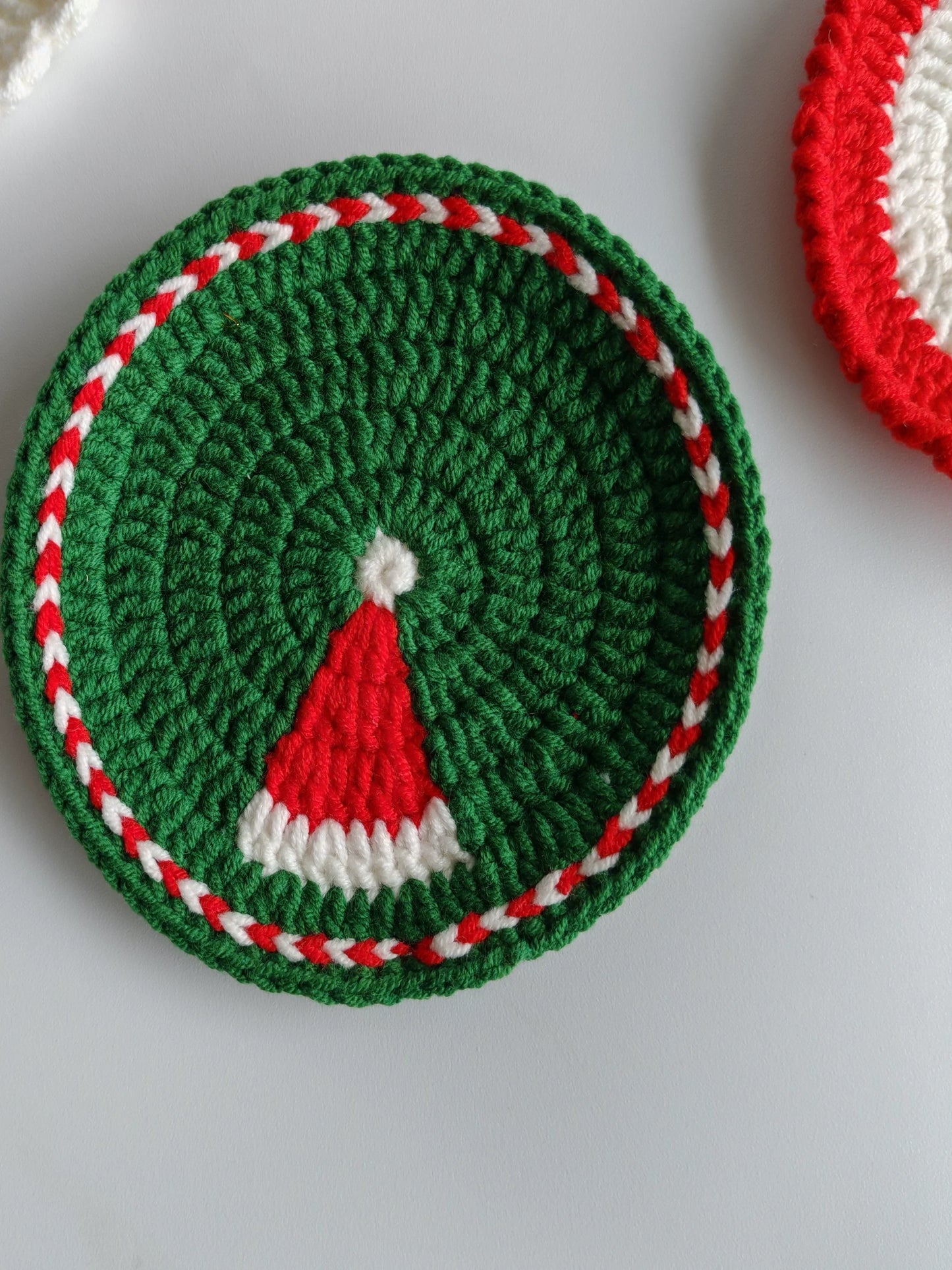 Hand-crocheted Christmas Coaster Wool Love Apple Coaster Christmas Gift