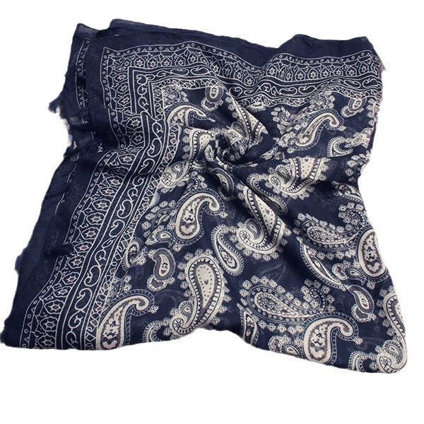 Ethnic Style Navy Blue Cashew, Sunscreen Beach Gauze Scarf