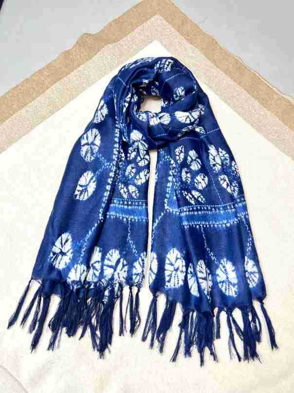 New Blue Dye Tie Scarf Ethnic Style Tie Dye Retro Large Shawl Long Detached Tibetan Blue Art Wax Dyed Scarf