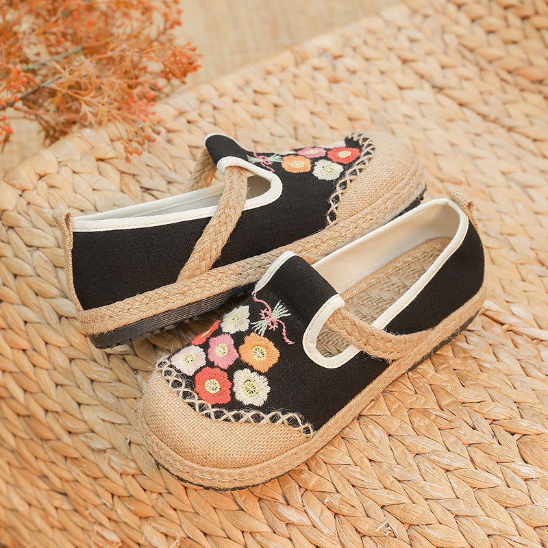 Lovely Embroidered Breathable Cloth Shoes Shallow Mouth One Pedal Lazy Knitting Shoes Flat Heel Daily Comfort Women's Shoes