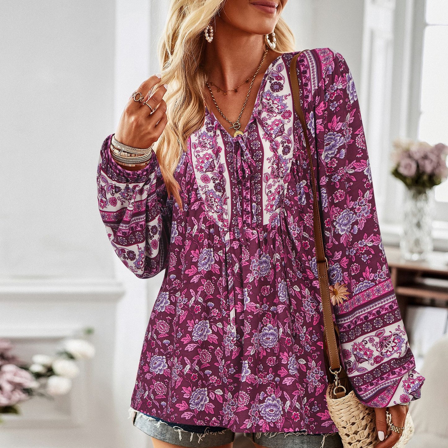 Autumn Style Commuter Print Long Sleeve Shirt