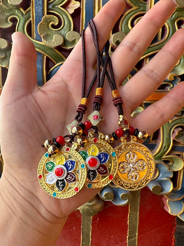 Tibetan Folk Talisman Ornament Colorful six-character mantra pendant Natal year keychain keychain