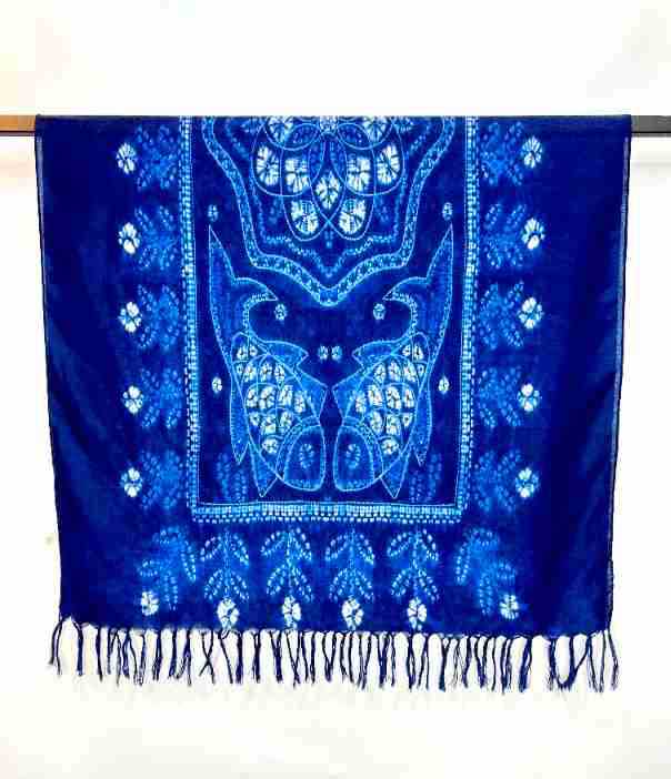 New Blue Dye Tie Scarf Ethnic Style Tie Dye Retro Large Shawl Long Detached Tibetan Blue Art Wax Dyed Scarf