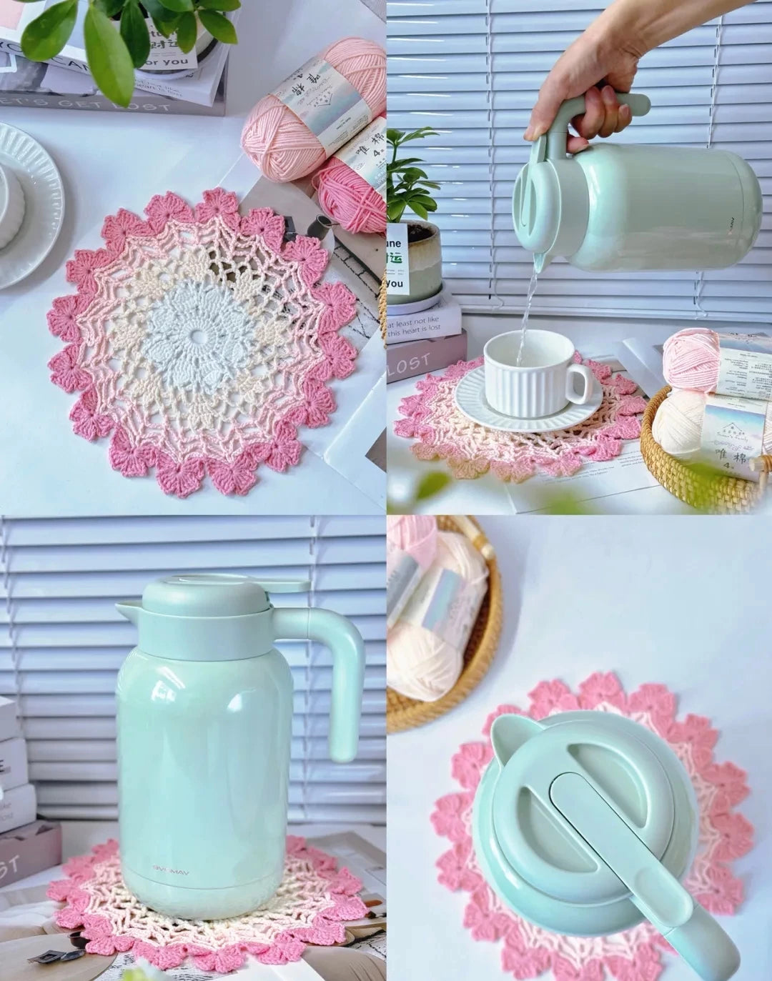 Hand-crocheted Small Daisy Coasters, Anti-scalding and Heat-insulating Cushions, Wool Coasters, Gifts for Girlfriends, Flower Slices in Large Quantities - emogogo