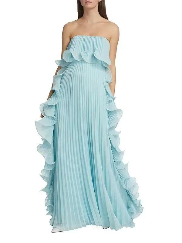 2025 Summer New Pleated Chest-wrapped Big Pendulum Dress
