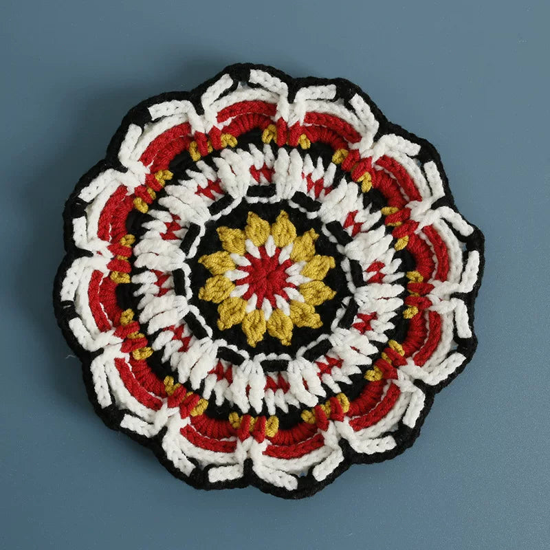 Non-slip Hand-woven Exquisite Large Coaster Sweet Wool Crocheted Vase Mat New Handmade Knitted Flower