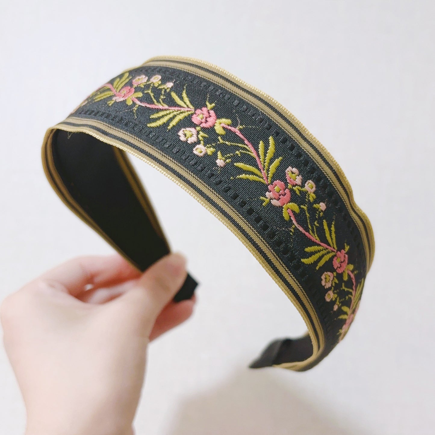 Ethnic Style Embroidery Headband, Retro Hair Accessories, Knotted in The Middle, Wide Edge Headband