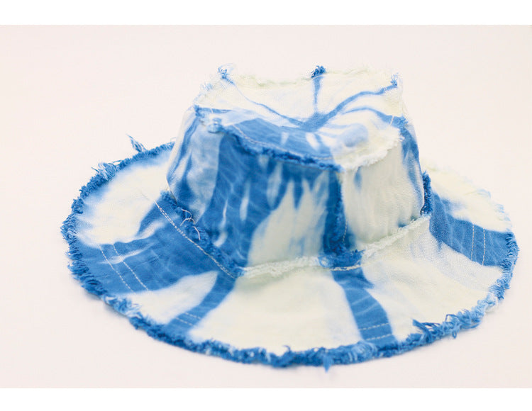 New Ethnic Style Handmade Tie Dyed Hat Bucket Hat Sun Hat Tramp Hat