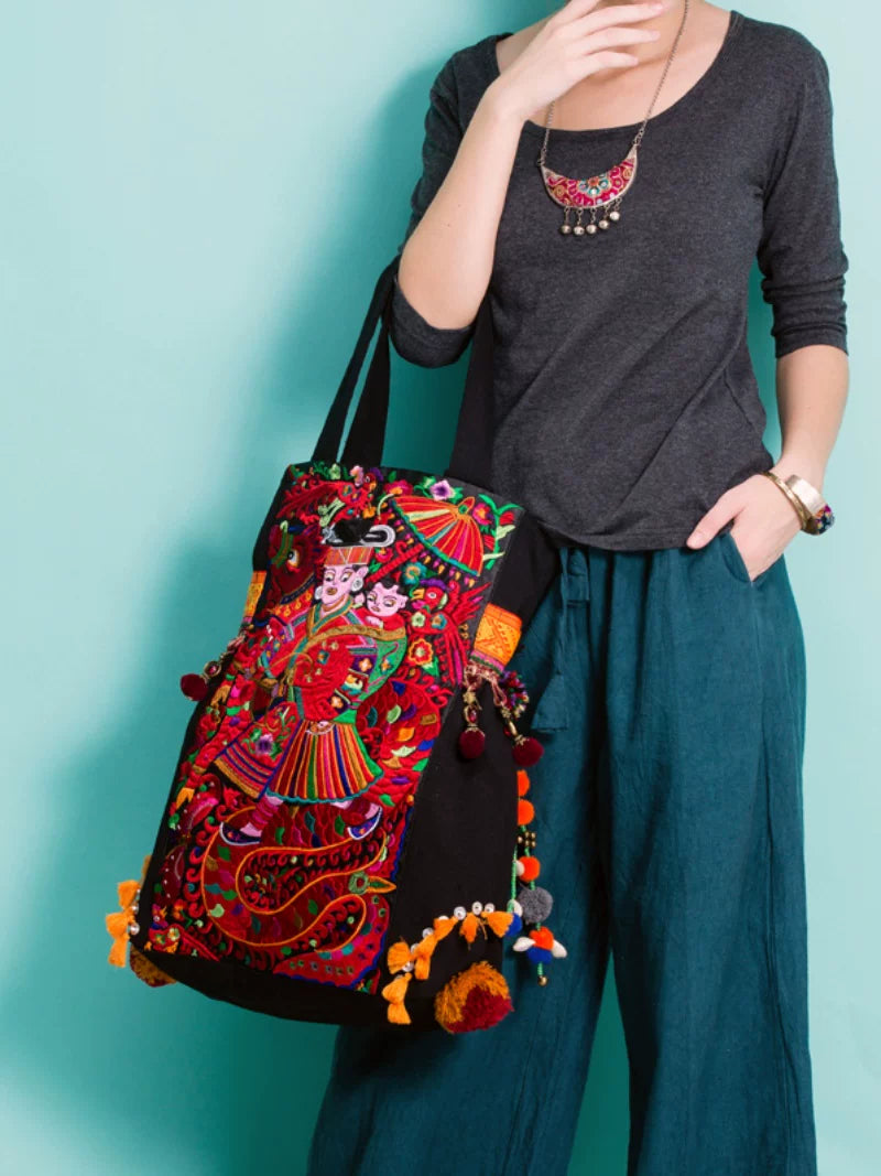 Original Ethnic Style Retro National Tide National Embroidery Shoulder Bag Bag Large Capacity Canvas Women's Bag