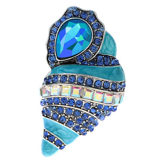 Retro New Style Diamond Inlaid Conch Brooch Huayou Enamel Brooch