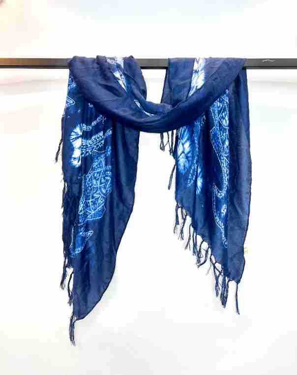 New Blue Dye Tie Scarf Ethnic Style Tie Dye Retro Large Shawl Long Detached Tibetan Blue Art Wax Dyed Scarf