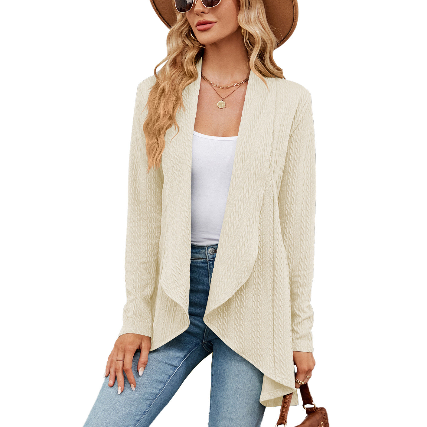 Autumn and Winter New Long sleeved Solid Color Loose Cardigan Top Women's Knitted Coat