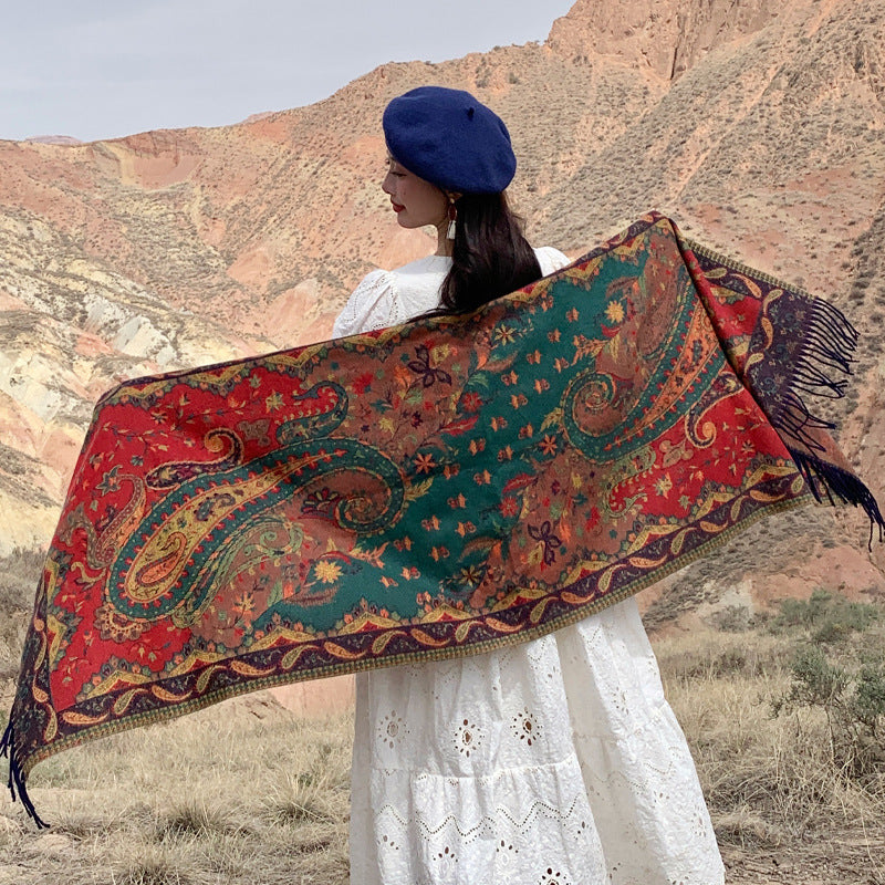 New Tibetan Scarf Female Shawl Retro Cashew Poncho Scarf