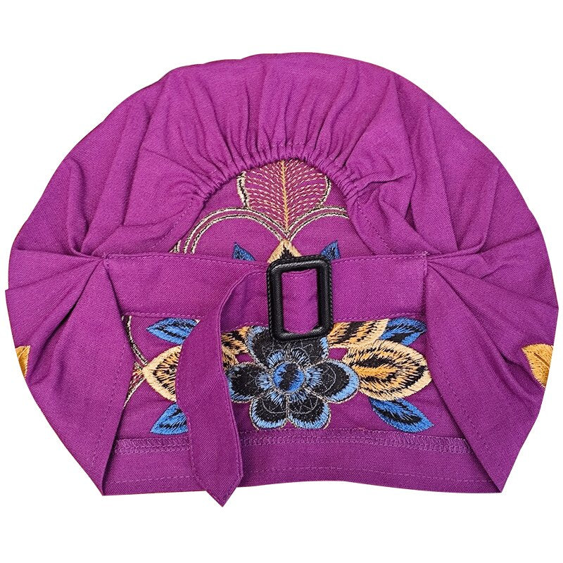 Ethnic Style Embroidered Headscarf Hat Single-layer Small Hat Thin Headgear Hat