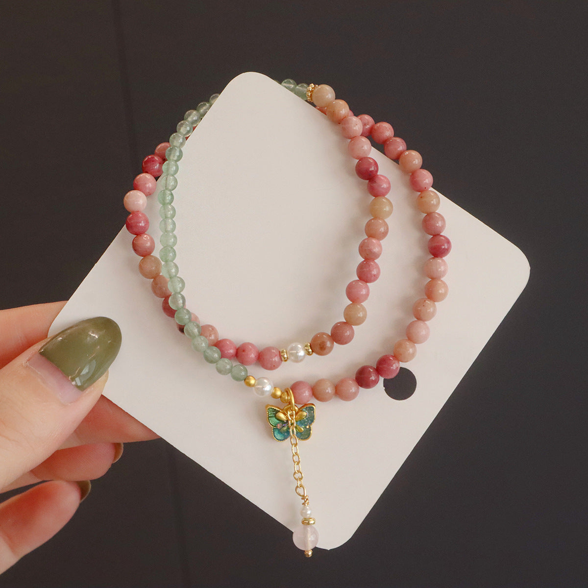 New Tibetan Natural Red Stone Multi-circle Bracelet Powder Crystal Star Moon Bodhi Olive Multi-circle Bracelet