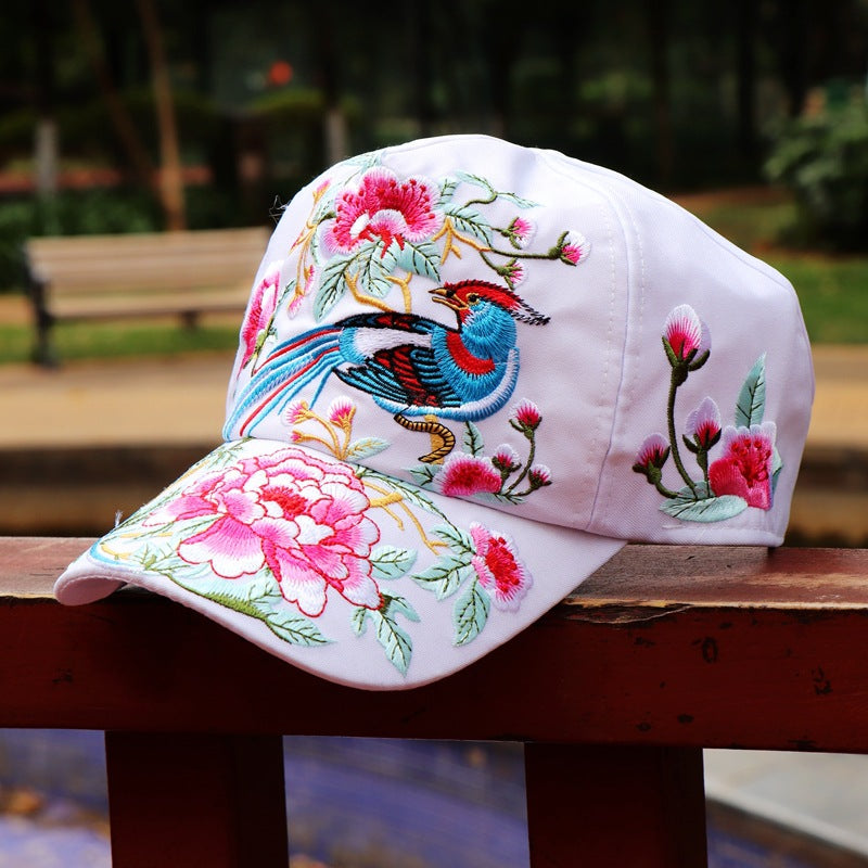 Ethnic Style Embroidered Baseball Hat Spring/Summer Travel Sun Hat Half Top Sun Hat