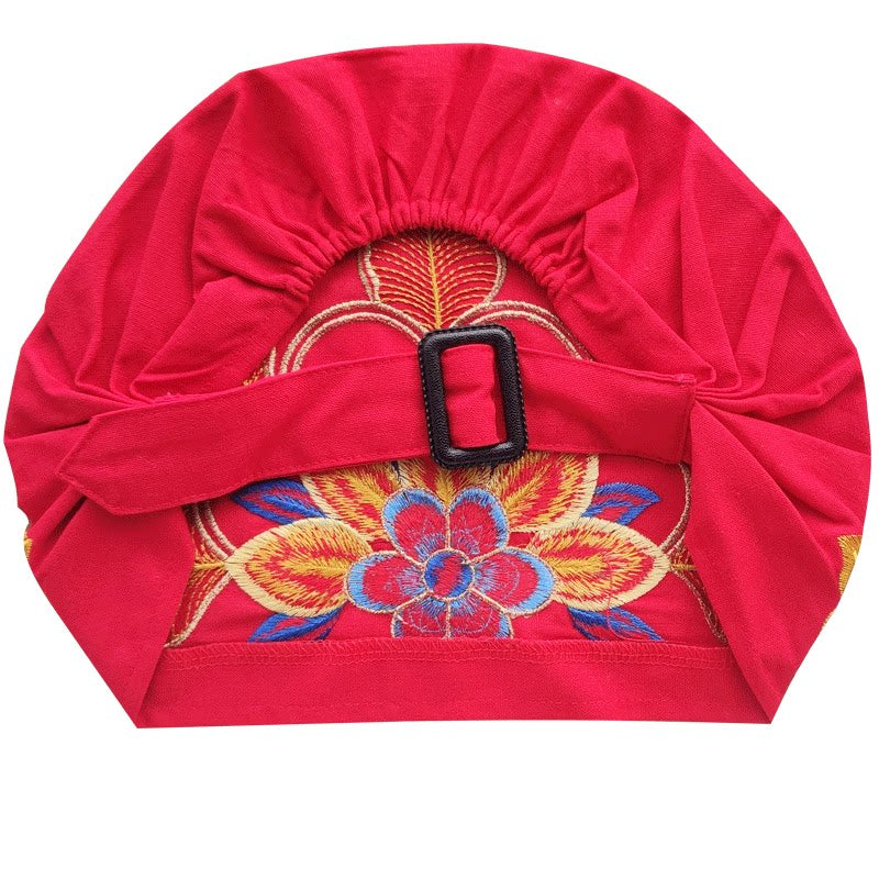 Ethnic Style Embroidered Headscarf Hat Single-layer Small Hat Thin Headgear Hat