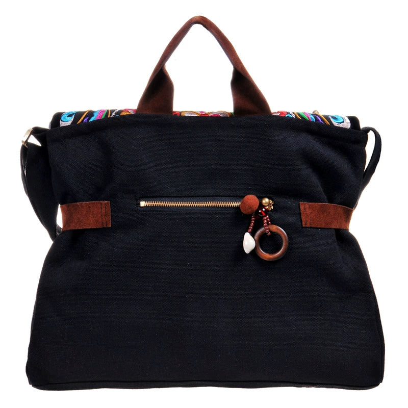 Original Ethnic Style Embroidery Bag Retro Tibetan Styl College Literary Canvas Bag Shoulder Bag Messenger Bag