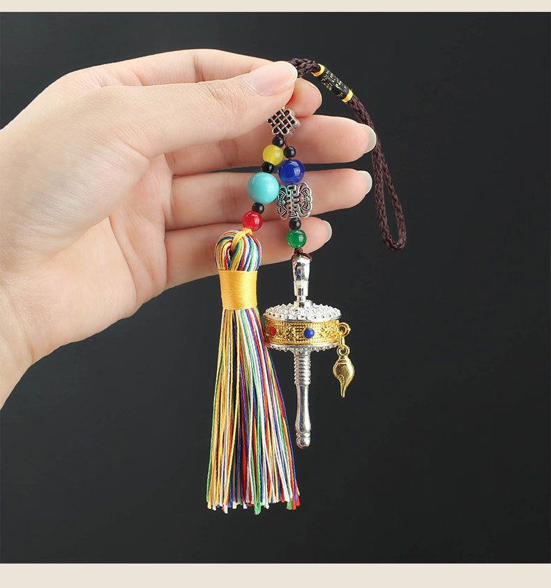 Tibetan Six-character Motto, Prayer Cylinder, Car Pendant, Wheel Turning, Charm, Car Interior Mirror, Men's and Women's Hanging Ornaments