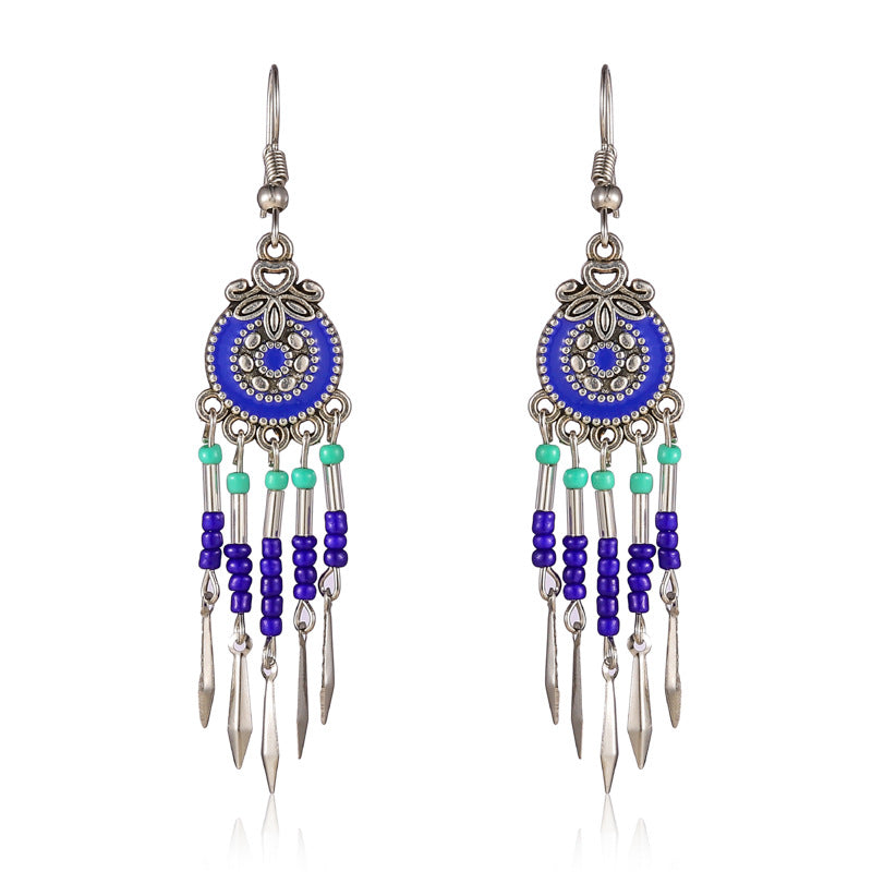 Creative Small Alloy Short Tassel Earrings for Women's Multi layer Rice Ball Earrings Jewelry