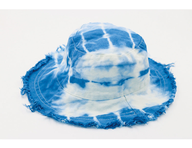 New Ethnic Style Handmade Tie Dyed Hat Bucket Hat Sun Hat Tramp Hat