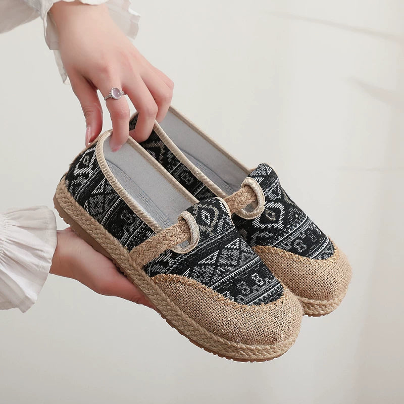 New Ethnic Style Lazy Fisherman Shoes Linen Comfortable Breathable Women's Shoes Retro Style Soft Sole Cloth Shoes