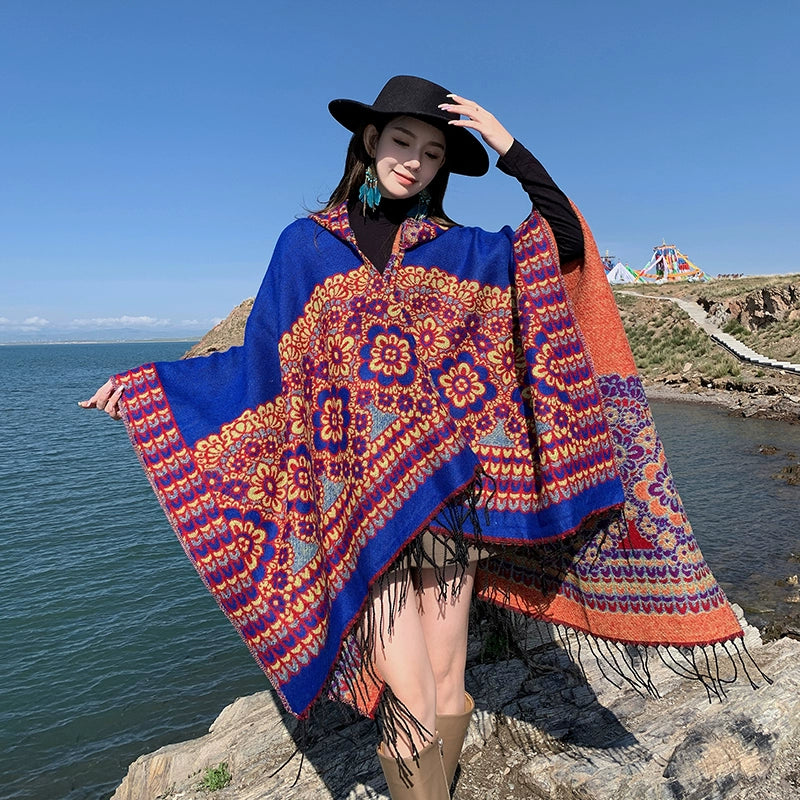 Bohemian Shawl, Exotic Cape Female Fashion Photography Ethnic Style Scarf