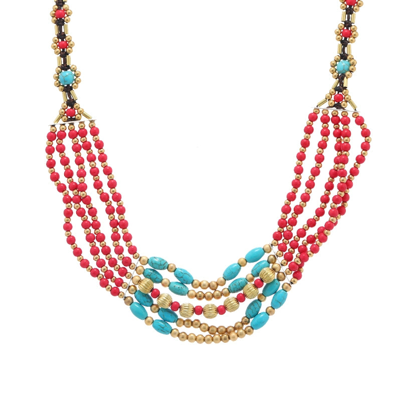 Original Design Retro Exotic Tibetan Nepalese Necklace Hand-woven Ethnic Style Multi-layer Forehead Headdress for Women