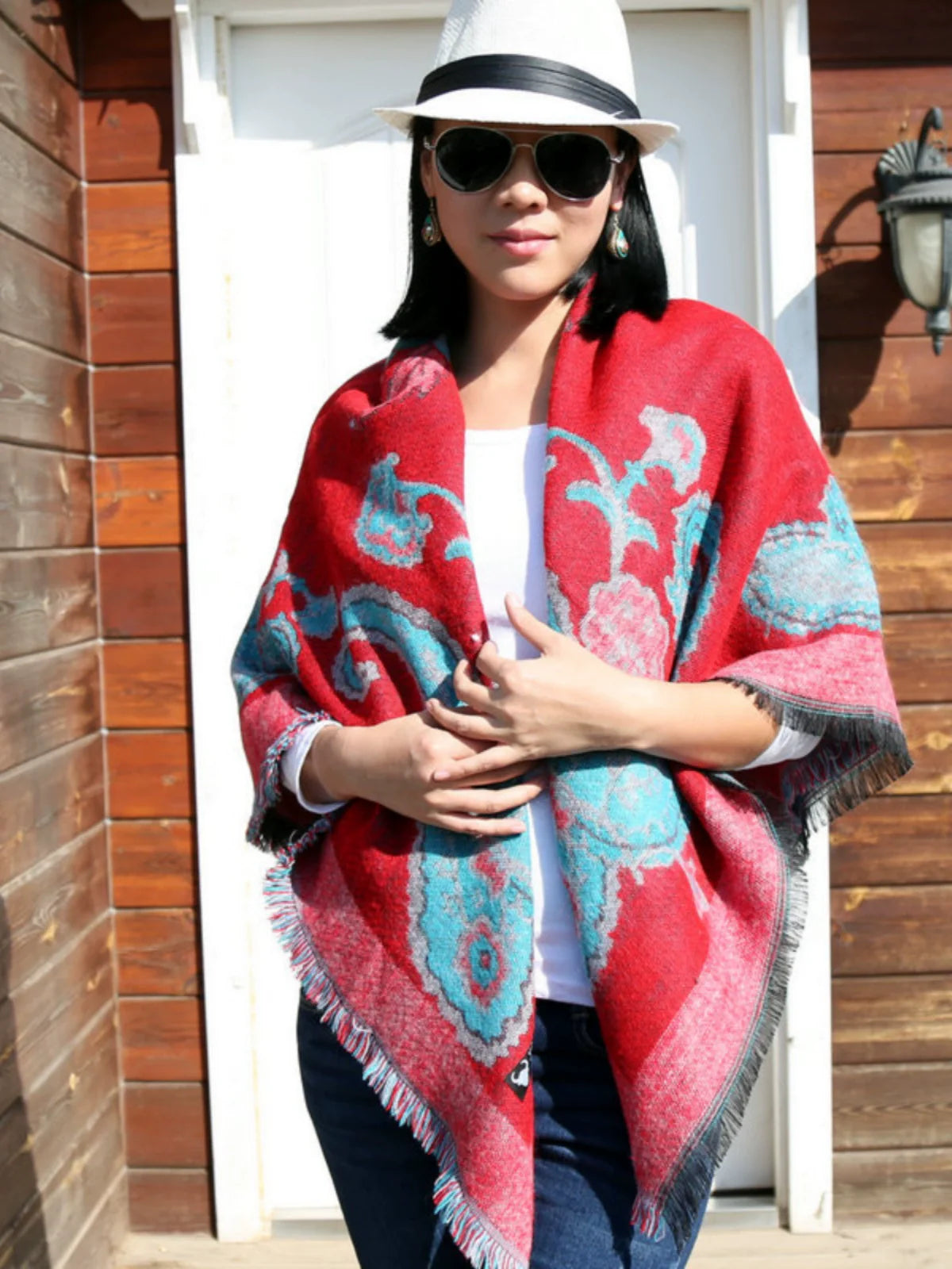 Nepal Vintage Printed Shawl Women's Imitation Cashmere Warm Ethnic Style Tibetan Scarf