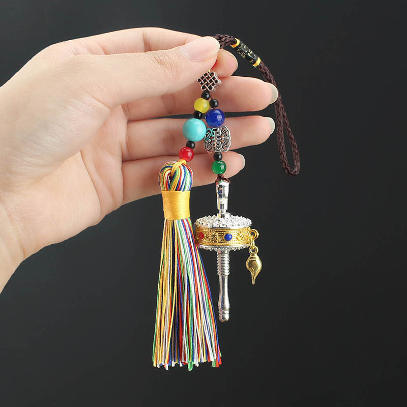 Tibetan Six-character Motto, Prayer Cylinder, Car Pendant, Wheel Turning, Charm, Car Interior Mirror, Men's and Women's Hanging Ornaments