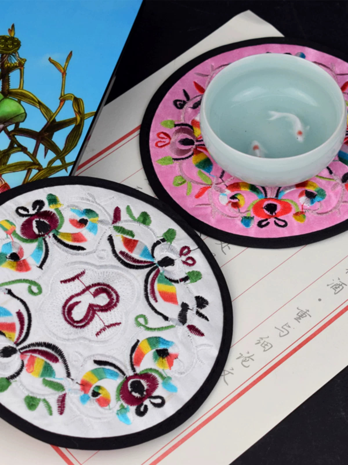 Ethnic Style Embroidery Coaster Characteristics Handicrafts Small Gifts