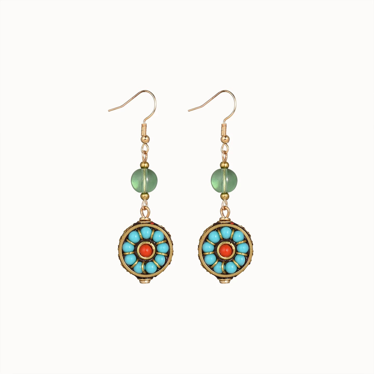Nepal Tibetan Earrings Ethnic Style Wooden Ear Clips Women's Long Earrings