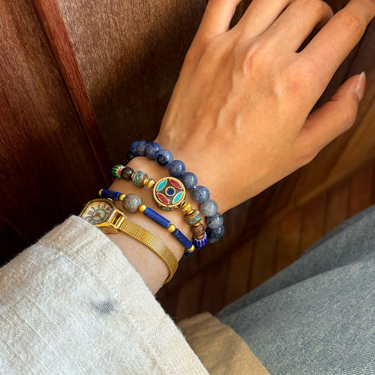 Original Tibetan Handmade Braided Rope Natural Lapis Lazuli Blue Nepalese Bracelet