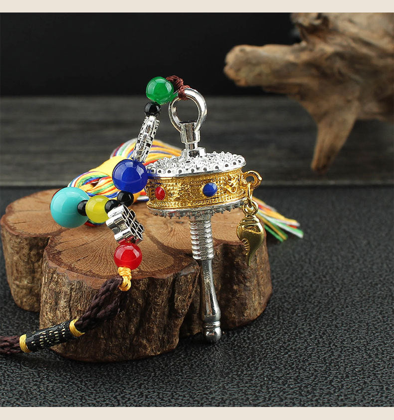 Tibetan Six-character Motto, Prayer Cylinder, Car Pendant, Wheel Turning, Charm, Car Interior Mirror, Men's and Women's Hanging Ornaments