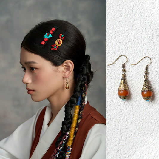 Nepalese Beeswax Earrings, Tibetan Niche Retro Ethnic Jewelry Earrings